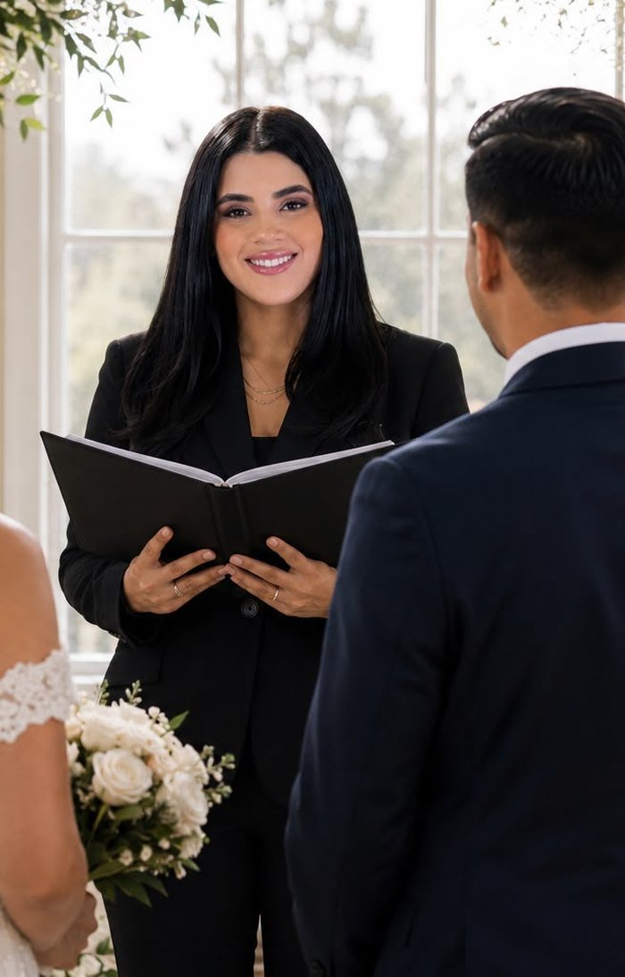 Nadia oficiando una boda real